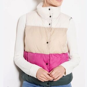Z Supply The Charlie Women's Multicolor Puffer Vest Zip/Snap Closure Size Small
